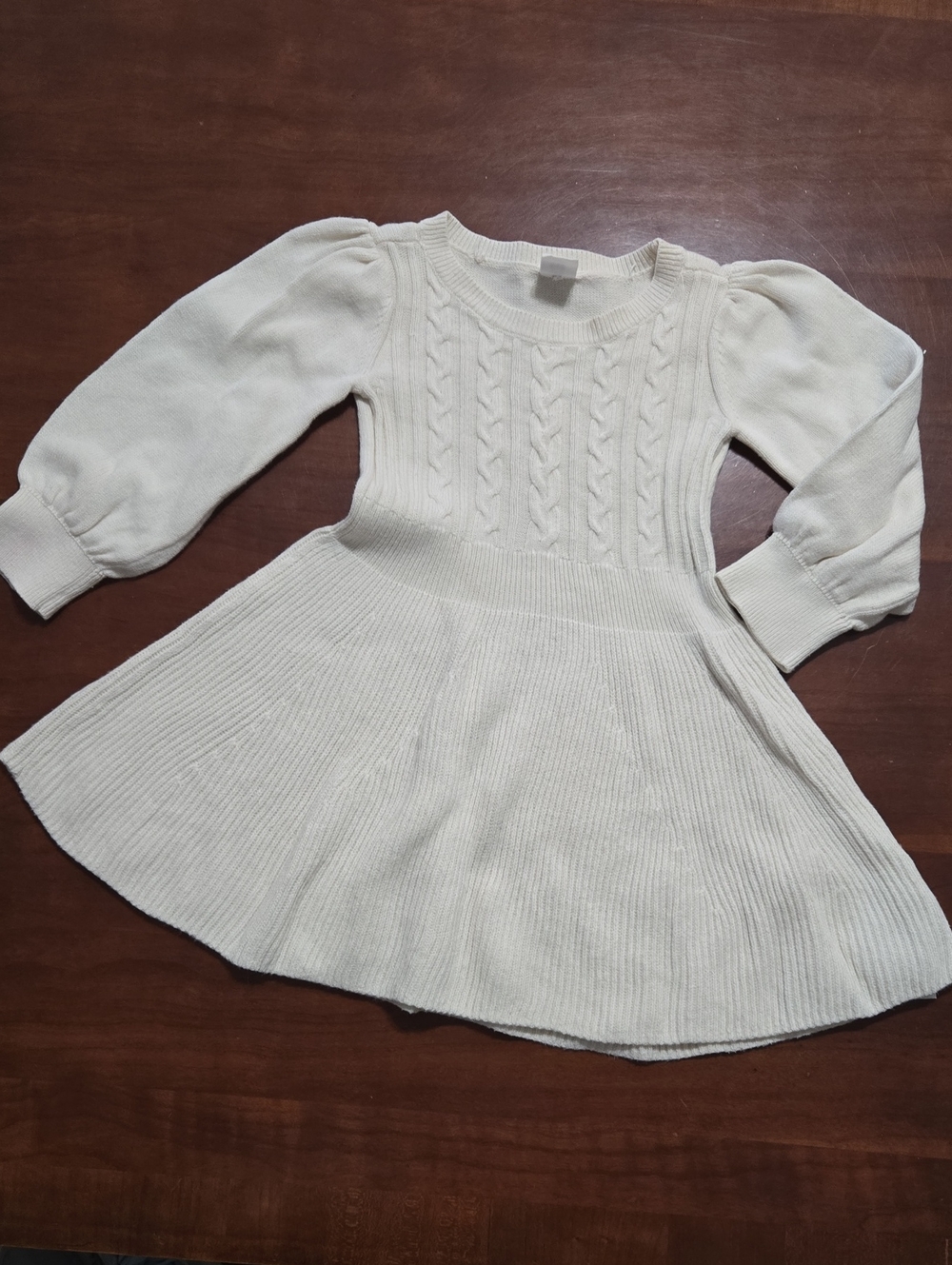 Baby Gap Cream Cable Knit Long Sleeve Dress